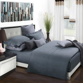 Brandon Diamond Embroidered Solid Cotton Duvet Cover Set